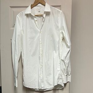 GAP Men's White Long-Sleeve Dress Shirt - med tall